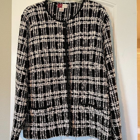 JM Collection - Woman Jackets & Blazers - Beautiful Women’s Black & White Plaid Jacket